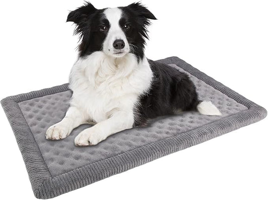 Large Dog Crate Pad 36 inch Gray Memory Foam Dog Kennel Bed Soft Flannel Washable Anti Slip Puppy Sleeping Mat,Grey