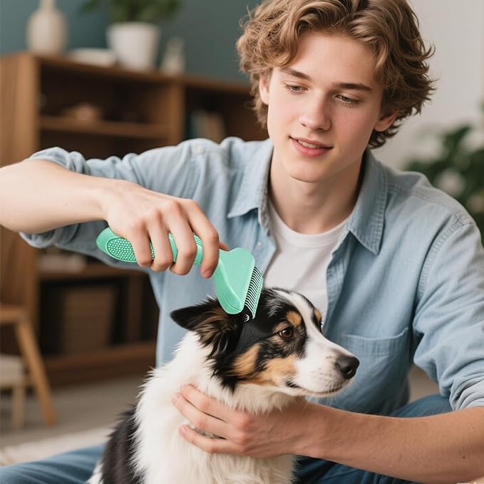 Cat Brush for Shedding - Self-Cleaning Grooming Tools - Puppy Slicker Brush Cleaning Tools - for Long Short Bathing Dematting All Breeds Daily Indoor Home