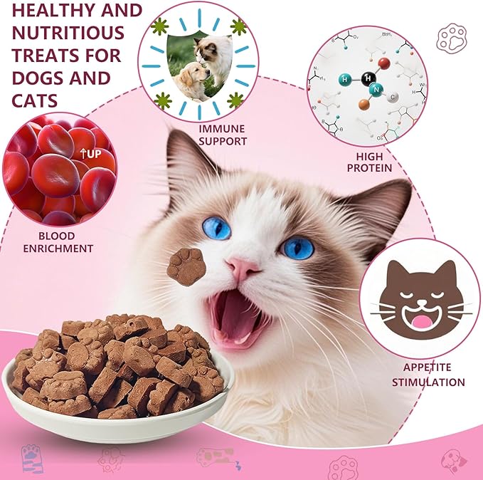 Freeze-Dried Dog & Cat Treats – Iron-Rich Rabbit Blood, High Protein Training Rewards, Grain Free Gluten Free Filler Free Healthy Pet Snacks 4.5 oz