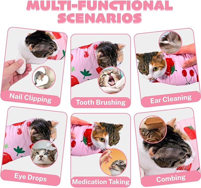 19.7 * 19.7 Inch Cat Grooming Wrap, Cats Wrap for Cutting Nails Cat Restraint for Nail Clipping Cats Swaddle Wraps for Medicine, Nail Clipping, Teeth Brushing, Ear Cleaning