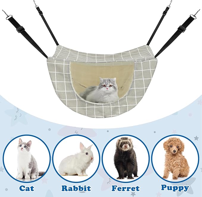 Jetec 2 Pieces Cat Cage Hammock Indoor Hanging Pet Bed Double Layer Hanging Cat Bed Bag Soft Kitten Hammock for Comfortable Two Level Cage Accessories for Spring, Summer, Winter, 2 Styles