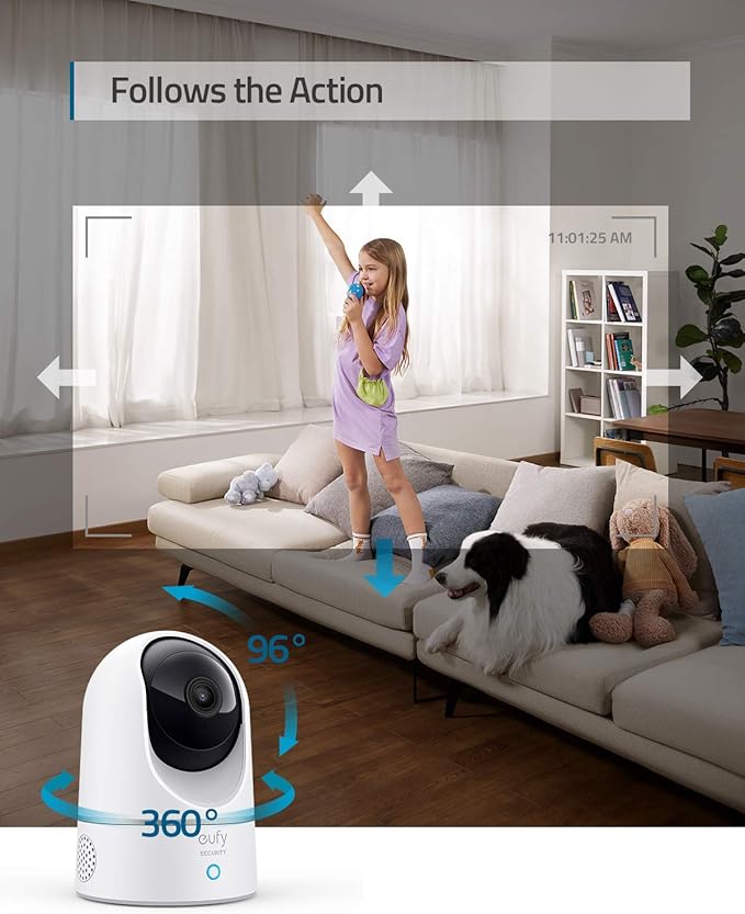 eufy Security Indoor Cam E220 2-Cam Kit, 2K Security Indoor Camera Pan & Tilt, Plug-in Camera with Wi-Fi, Human & Pet AI, Voice Assistant Compatibility, Motion Tracking, Homebase 3 Compatible