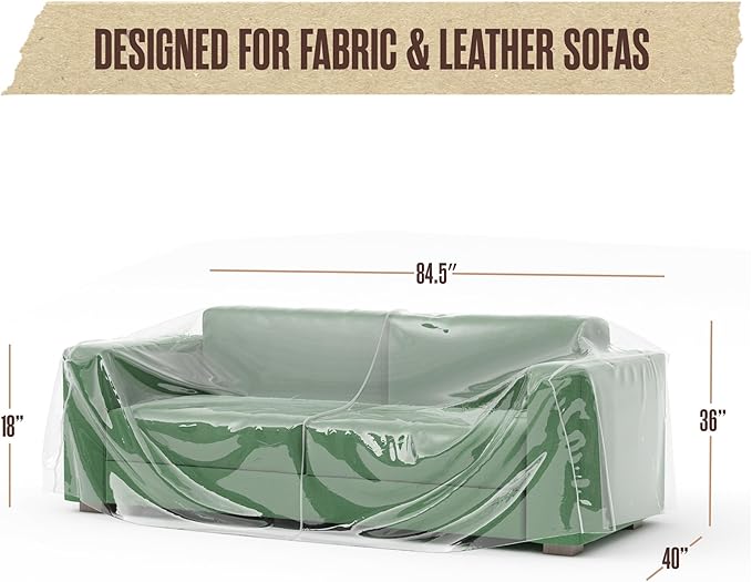 Houseables Plastic Couch Cover, Plastic Couch Covers for Pets, Clear Sofa Protector for Moving, Loveseat Protector, Cats, Storage, Pets, Spills, Heavy Duty, Waterproof, Vinyl, Thick, 84.5 x 40 x 36 in
