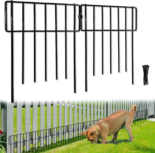 Animal Barrier Fence, 26 Pack No Dig Fence Decorative Fences, 17in(H) x10ft(L) Rustproof Metal Wire Small Garden Fence Border for Dogs Rabbits (26 Pack,28Ft)