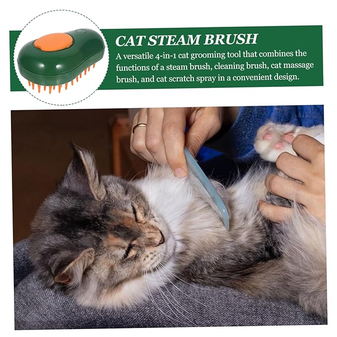 UPKOCH Cat Steam Brush with Ergonomic Design for Easy Grooming Safe and Reusable Pet Shower Brush for Cats Dogs and Animals Avocado Spray Comb