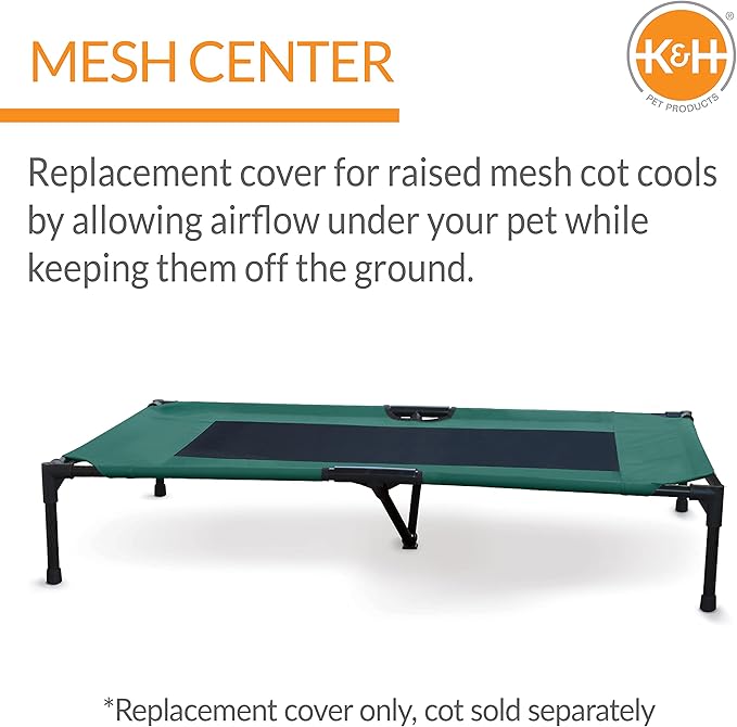 K&H Pet Products Original Pet Cot Replacement Cover (Cot Sold Separately) Green/Black X-Large 50 X 32 Inches