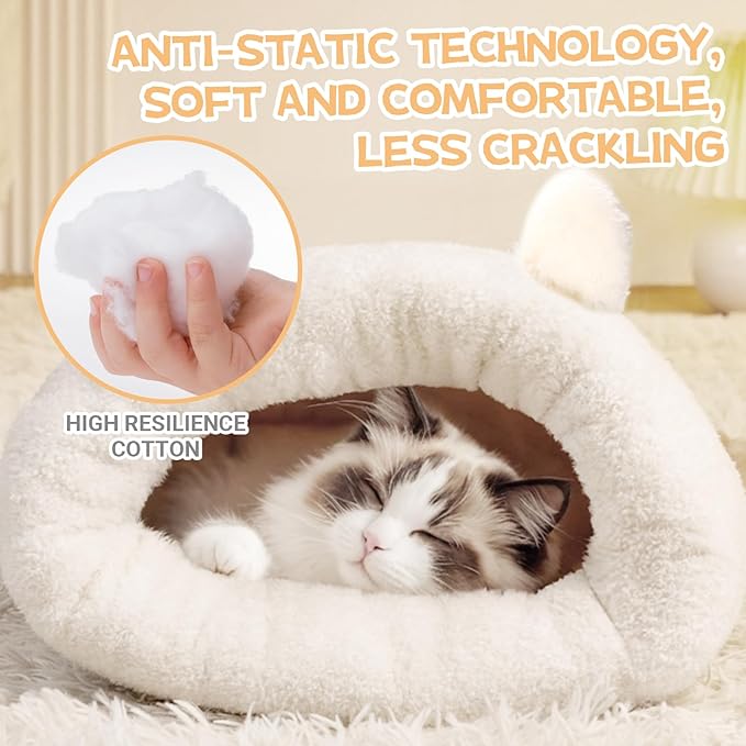 360° Semi-Enclosed Fluffy and Warm Cat Sleeping Bag, Suitable for Cats and Small Pets, Machine Washable (21.6 inches x 17.7 inches)