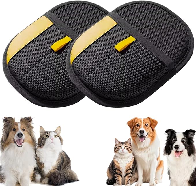 2025 Upgrade Pet Hair Removal Gloves, Electrostatic Gloves Pet Hair Reusable Cat Dog Grooming Glove, Electrostatic Remover Mitt for Dogs, Cats & Horses with Long and Short Hair Fur (2 Pack)