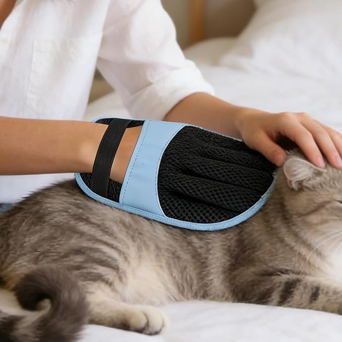 Pet Hair Remover Glove - Five Finger Grooming Supplies, Electrostatic Washable Cat Pet Hair Removal Tool for Couch Carpet Furniture Laundry Clothes | Puppy Kitten Shower Shedding
