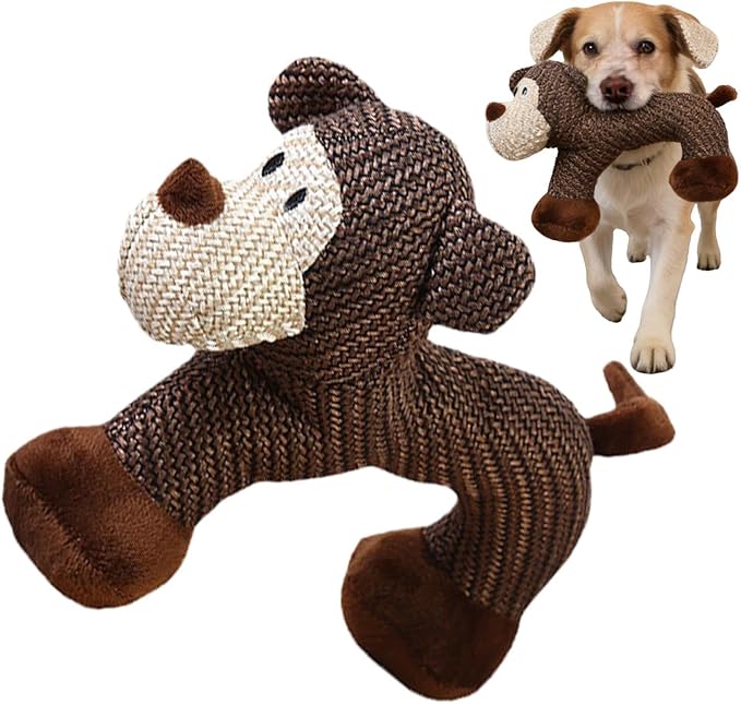 Stuffed Dog Toys - Plush Squeaker, 1 Piece Textile Creature for Canine Engagement, Soft Fabric Doll with Internal Sounder, Pet Supply, Interactive Plaything for Pups, Felines and Animals