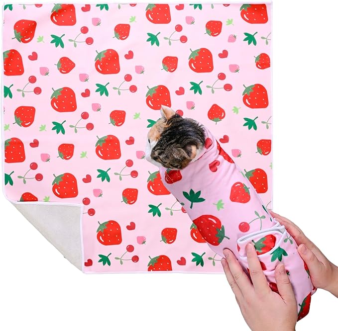 19.7 * 19.7 Inch Cat Grooming Wrap, Cats Wrap for Cutting Nails Cat Restraint for Nail Clipping Cats Swaddle Wraps for Medicine, Nail Clipping, Teeth Brushing, Ear Cleaning