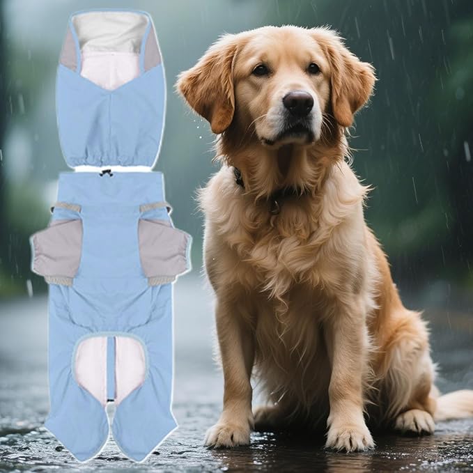Dog Raincoat | Waterproof Poncho with Hood,Breathable Rain Jacket for Medium Dog,for Daily Walking Training Travel Shopping Camping Adventure