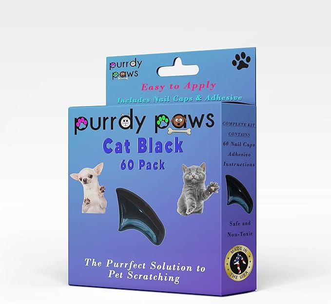 Soft Nail Caps 60 Packs for Cats - Black Medium