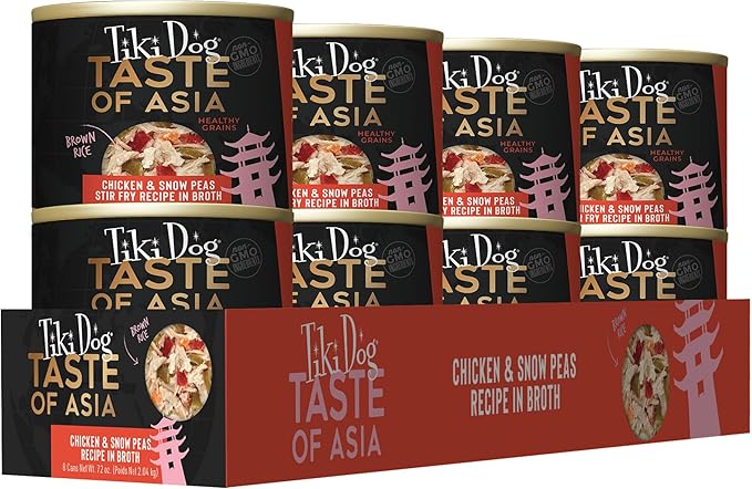 Tiki Dog Taste of The World Wet Dog Food, Asia Chicken & Snow Peas Stir Fry, 9 oz. Can (8 Count)