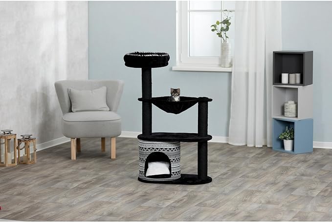 TRIXIE Giada Cat Tower Scratching Post, Condo with Removable Cushion, Hammock, Top Platform Bed 28.66 LBS