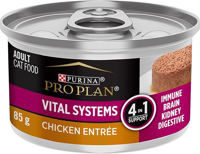 Purina Pro Plan Vital Systems Chicken Wet Cat Food Pate 4-in-1 brain, kidney, digestive and immune formula - (Pack of 24) 3 oz. Cans