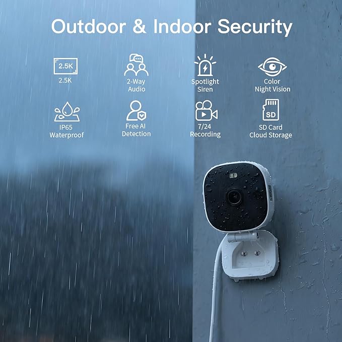 VIMTAG 2.5K Cameras for Home Security, 2.4G& 5G Color Night Vision Security Camera Indoor Outdoor for Baby Pet Dog Cat with Phone APP, Motion Detection 2-Way Audio, Work with Alexa,Cloud, 2 Pack