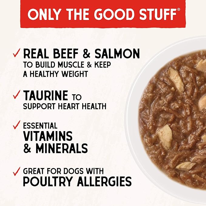 Stella & Chewy's Grass Fed Beef & Wild Caught Salmon Shredrs - Premium Dog Food Pouches - Perfect for Picky Eaters- 12 Pack, 2.8oz Each