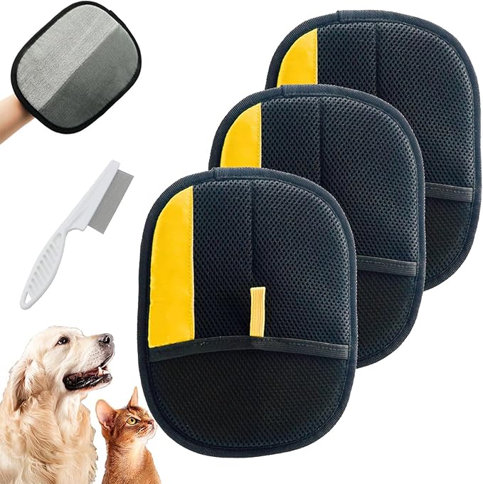 Pet Hair Removal Glove, Electrostatic Pet Hair Remover Glove, Double-Sided Grooming Gloves, Cat & Dog Hairs Remover for Couch/Furniture/Carpet