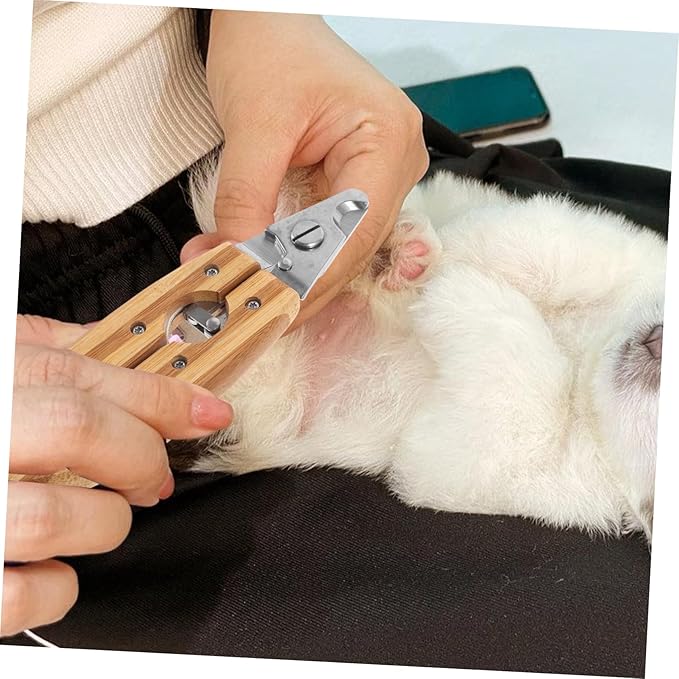 BESPORTBLE Ergonomic Stainless Steel PET Nail Clipper for Dogs and Cats Compact 6-Inch Design for Grooming for Home Use Sturdy Wooden Handle