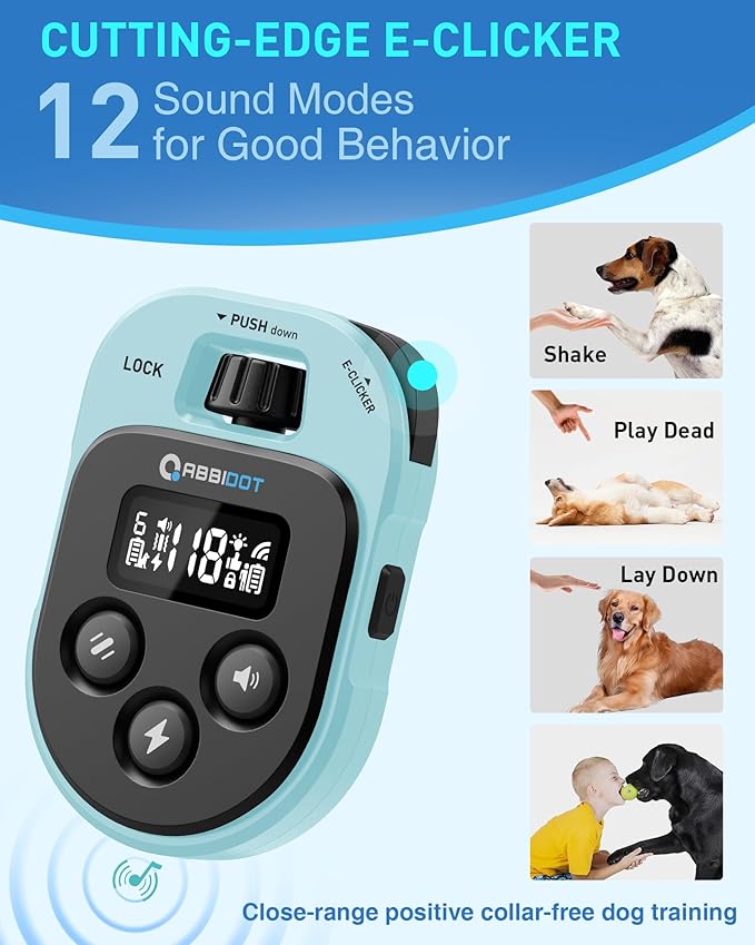 ABBIDOT Dog Shock Collar, 4500FT Dog Training Collar with Remote，IPX7 Waterproof Rating，6 Training Modes (Beep, Vibration, Safe Shock), Enhanced Night Light, Rechargeable E-Collar for Dogs 10-130 lbs
