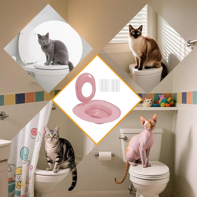 Cat Potty Toilet Training Kit,Removable Potty Seat Tool,Cat Toilet Seat - for Indoor Home Apartment Bathroom Basement Pet Shop