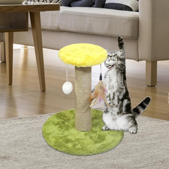Cat Scratching Post Sisal Rope Scratcher Kitty Scratch Pole Protecting Your Furniture Kitten Cat Post Interactive Toy for Small Cats Indoor (Post Only 39cm)