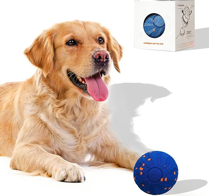Smart Interactive Dog Toys,Vibrating Dog Ball,Automatic Moving/Bouncing/Rotating,Water Resistant Balls for Medium Large Dogs - Chase Pet Toys to Keep Them Busy (Blue)