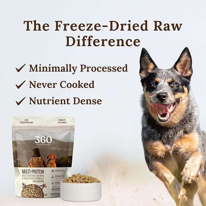 360 Pet Nutrition Freeze-Dried Raw Dog Food Multi Meat and Chicken 5 Ounce Trail Size Bags
