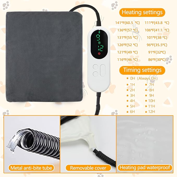 Heated Cat House, Heating Cat Houses for Indoor Outdoor Kitty with Heating Pad, Foldable Heated Kitty House Cat Shelter for Your Pet to Stay Warm and Cozy