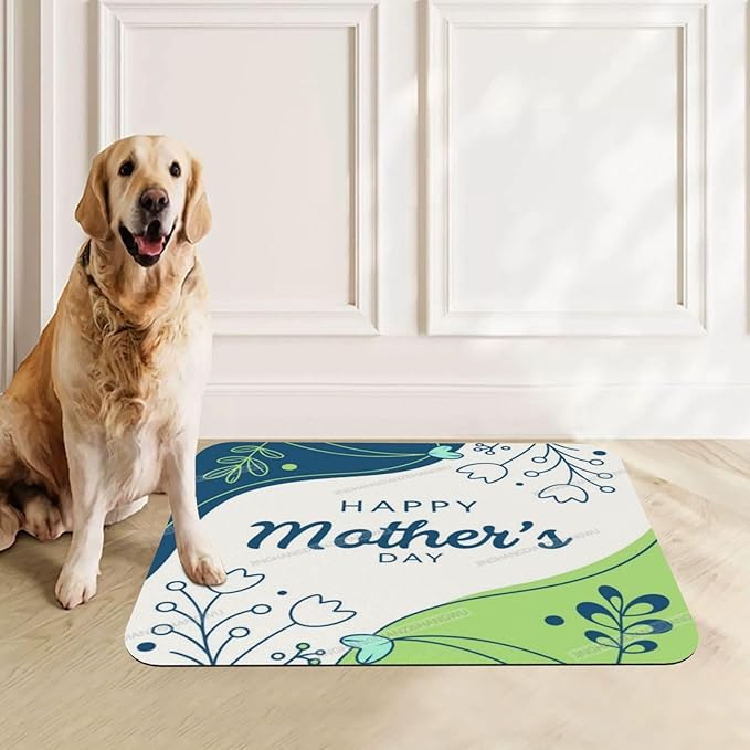 Dog Food Mat Dog Mat for Food and Water 24x16In Happy Mother's Day Floral Gift for Mom Jm No Stains Cat Pet Feeding Mats Water Bowl Messy Drinkers