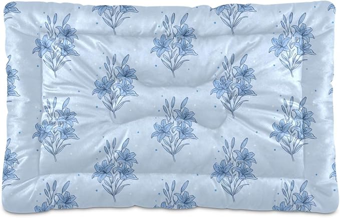 Dog Bed for Crate Washable Pet Sleep Pad, Floral Print Kennel Mat with Non-Slip Bottom, Soft Fluffy Supplies Pet for Dogs and Cats (36x24 inch)