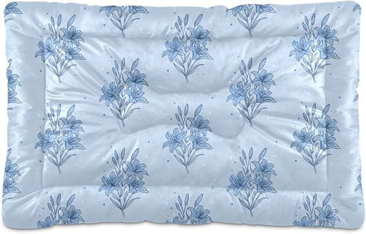 Dog Bed for Crate Washable Pet Sleep Pad, Floral Print Kennel Mat with Non-Slip Bottom, Soft Fluffy Supplies Pet for Dogs and Cats (36x24 inch)