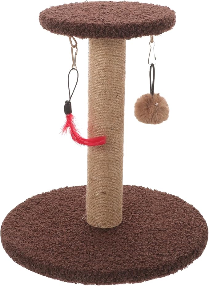 Beaupretty Cat Scratching Post Vertical Cat Scratcher Sisal Rope Sturdy Kitten Claw Scratcher Interactive Play Furniture Brown Circular Design