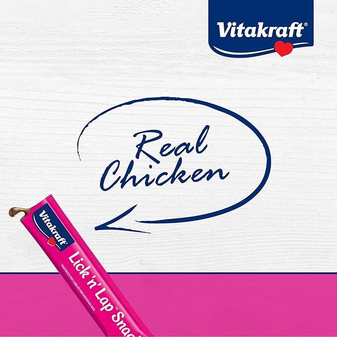Vitakraft Lick 'n' Lap Snack Creamy, Cat Treat with Real Chicken, 16 Count