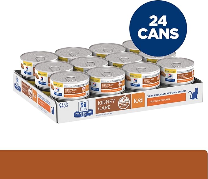 Hill's Prescription Diet k/d Kidney Care with Chicken Wet Cat Food, Veterinary Diet, 5.5 oz. Cans, 24-Pack