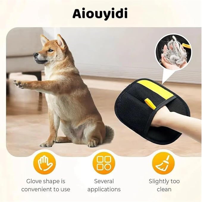 Pet Hair Removal Gloves, cat and Dog Grooming and Massage Gloves, Furniture, Clothing, Sofa, and car seat Hair Removal Device