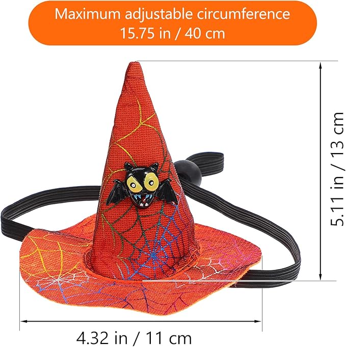 2pcs Halloween Pet Hat Adjustable Cosplay Costume Hat for Dogs Puppies with Black Pumpkin for Halloween Pet Supplies Random Color