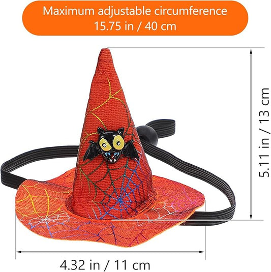 2pcs Halloween Pet Hat Adjustable Cosplay Costume Hat for Dogs Puppies with Black Pumpkin for Halloween Pet Supplies Random Color