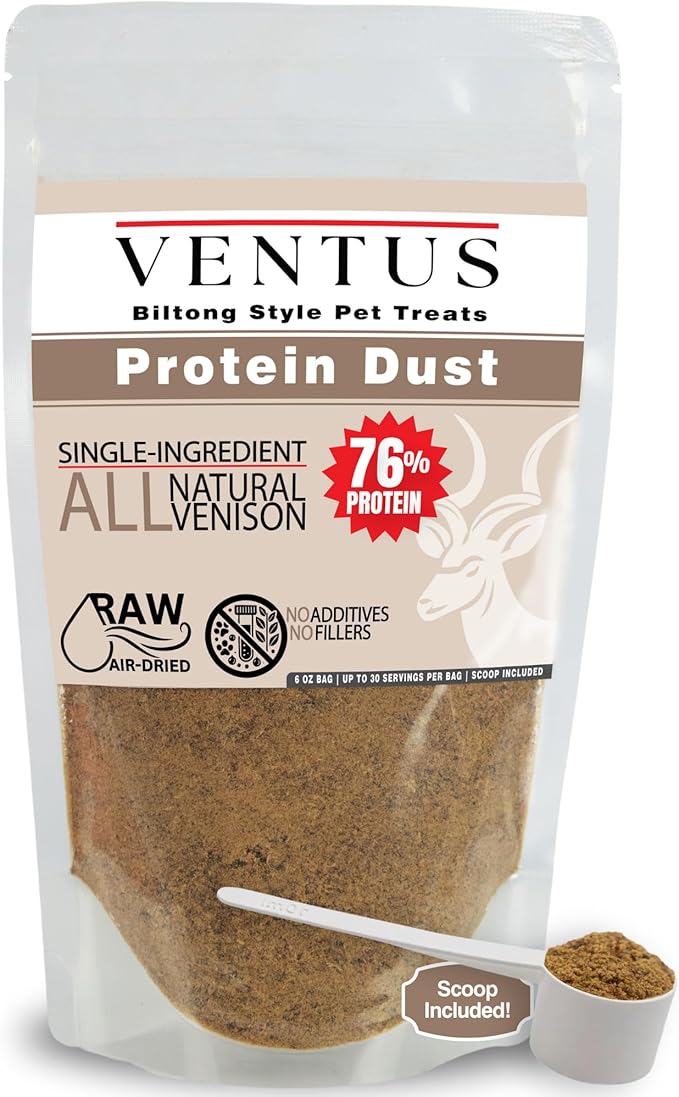 Ventus Dog Food Topper - Single Ingredient High Protein Meal Topper for Dogs, Venison Seasoning, 6 oz