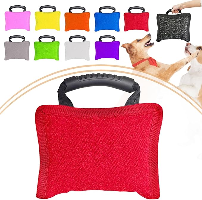 Baoblaze Dog Bite Pillow Tough Tug Toy Practical Portable Outdoor Pet Supplies for Small and Medium Sized Dogs Biting Pad with Handle, Red