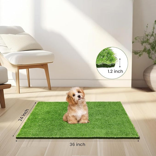 36" x 24" Fake Grass Mat for Dogs, Premium Washable Artificial Turf Grass Rug for Patio Lawn Balcony Door Dog Pet Pee Potty Training