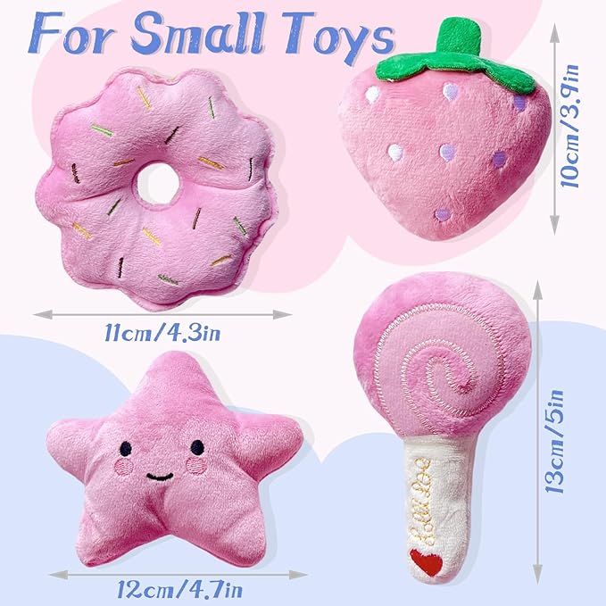 Small Dog Toys, Squeaky Dog Toy for Small Dogs- Pink Cute Puppy Toys, 4 Packs Pet Chew Toys for Fun, Interactive Dog Plush Toys for Puppies, Dog Squeak Toys