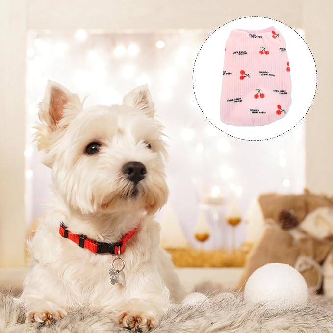 Pet Dog Flannel Vest Warm Soft Pink Cherry XXL Two-Legged Puppy Outfit Cold Weather Coat for Autumn Winter Pet Supplies
