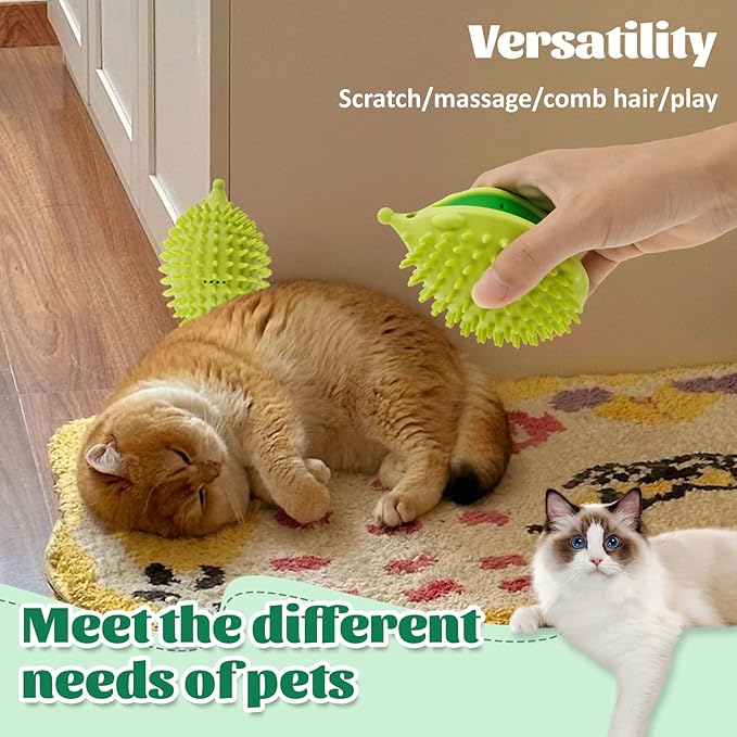 2Pcs Self Grooming Cat Brush, Hedgehog Shape Cat Corner Tickler, Cat Wall Brush, Wall Mount Corner Cat Face Scratcher, Cat Hair Brush Soft Silicone Corner Cat Grooming Brush for Indoor Use