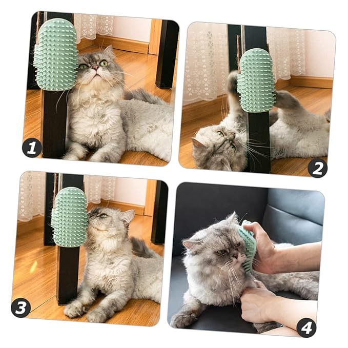 Milisten Cat Corner Self-massaging Grooming Comb Rubber Cat Massage Tool for Pet Supplies Corner Scratch Pad Safe Who Chew Random Binding
