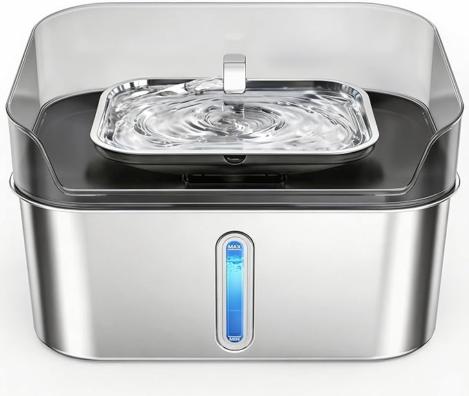 No Spill Dog Water Fountain Stainless Steel for Large Dogs, 8L/2.1Gal Ultra Quiet Pet Water Fountain for Cats Dogs Indoor, Automatic Dog Water Bowl Dispenser for Large to Medium Multiple Pets