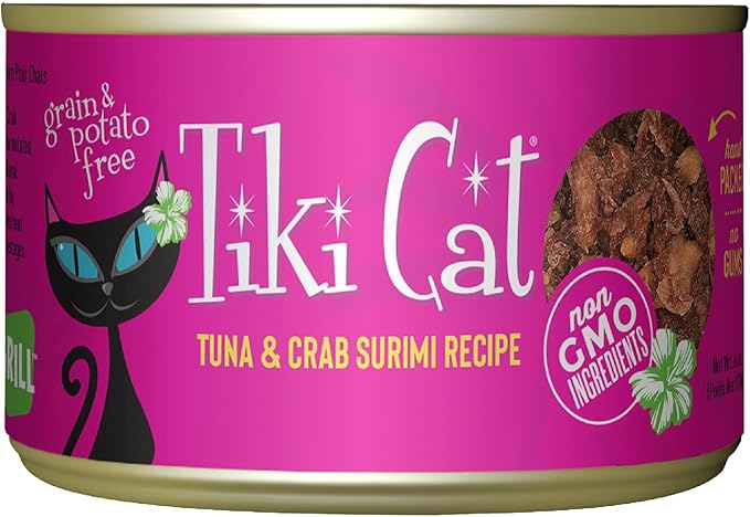 Tiki Cat Grill Wet Cat Food, Tuna & Crab Surimi, 6 oz. Cans (8 Count)