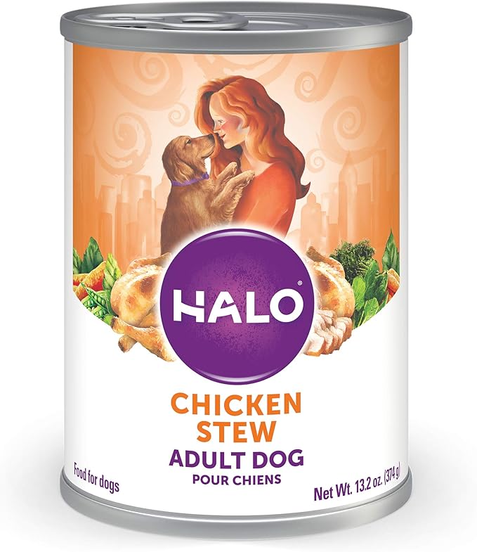 Halo Healthy Grains Adult Dog Wet Food, Chicken Recipe in Broth, 13.2 oz, Case of 6