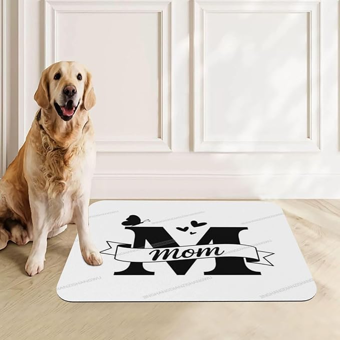Pet Feeding Mat for Dogs Cats Happy Mother's Day Floral Gift for Mom Hp Absorbent Dog Food Mat Non-Slip Waterproof Placemat Quick Dry Pet Supplies Bowl Mats